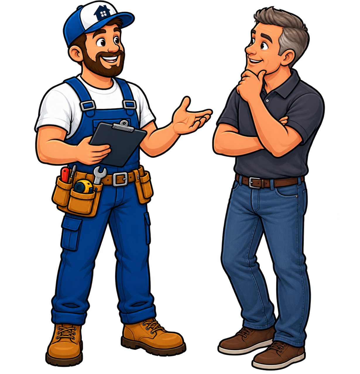 Illustration of a contractor talking with a homeowner